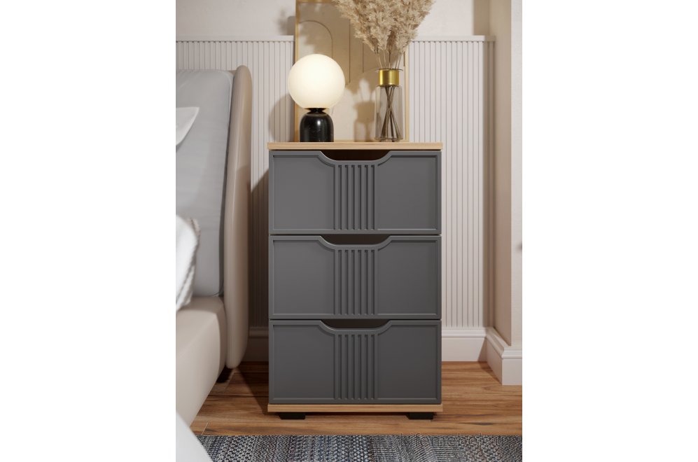 Прикроватная тумба Эмилия ЭЛ-26 дуб крафт золотой / графит