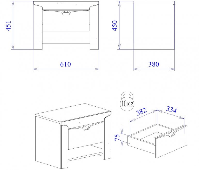 Прикроватная тумба Гарда Prime дуб винтерберг