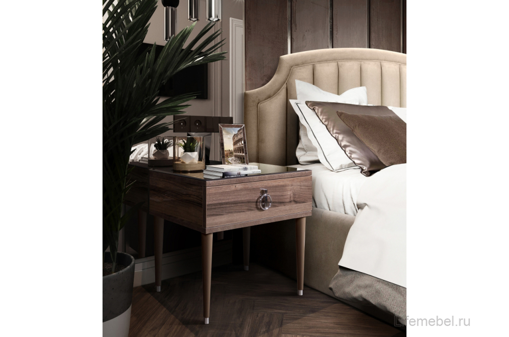 Прикроватная тумба Rimini орех империя / серебро
