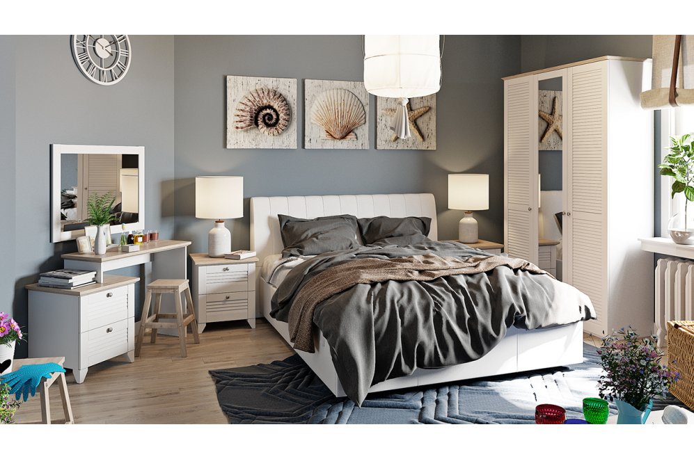 Спальня Ривьера белая (комплектация 3)