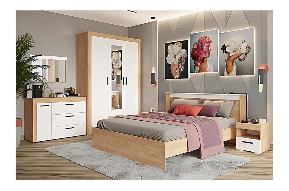 Спальный гарнитур Адель белый / дуб крафт