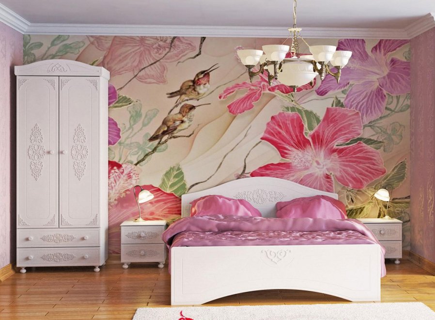 Спальный гарнитур Ассоль белое дерево комплектация 4