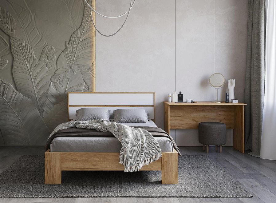 Спальный гарнитур Элла комплектация 5 белый / дуб крафт золото