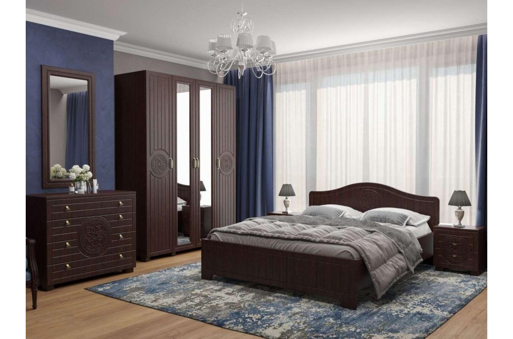 Спальный гарнитур Монблан венге / орех шоколадный комплектация 2