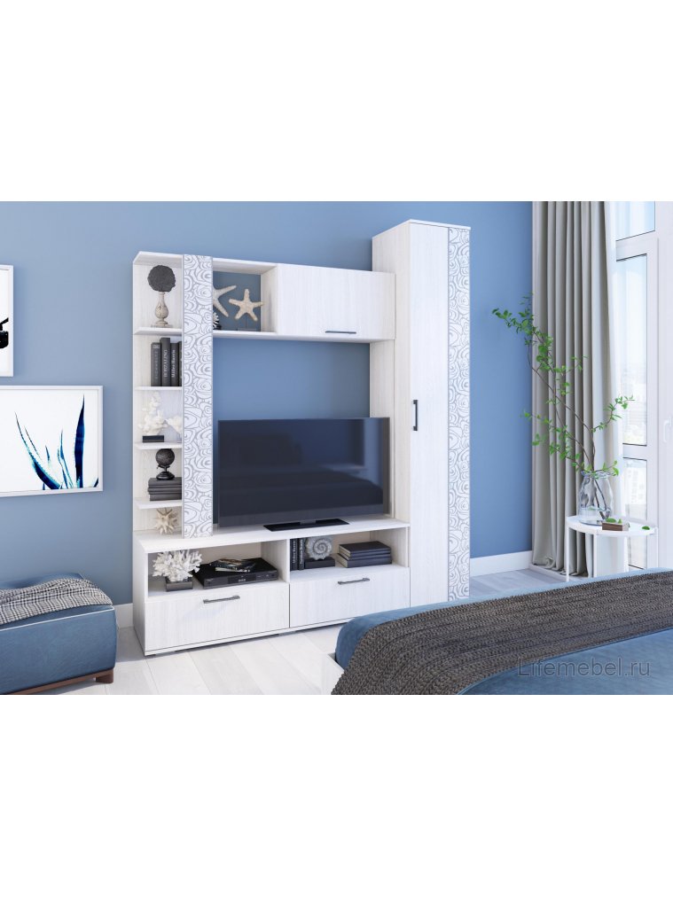 Стеллаж Лагуна 400 ясень белый