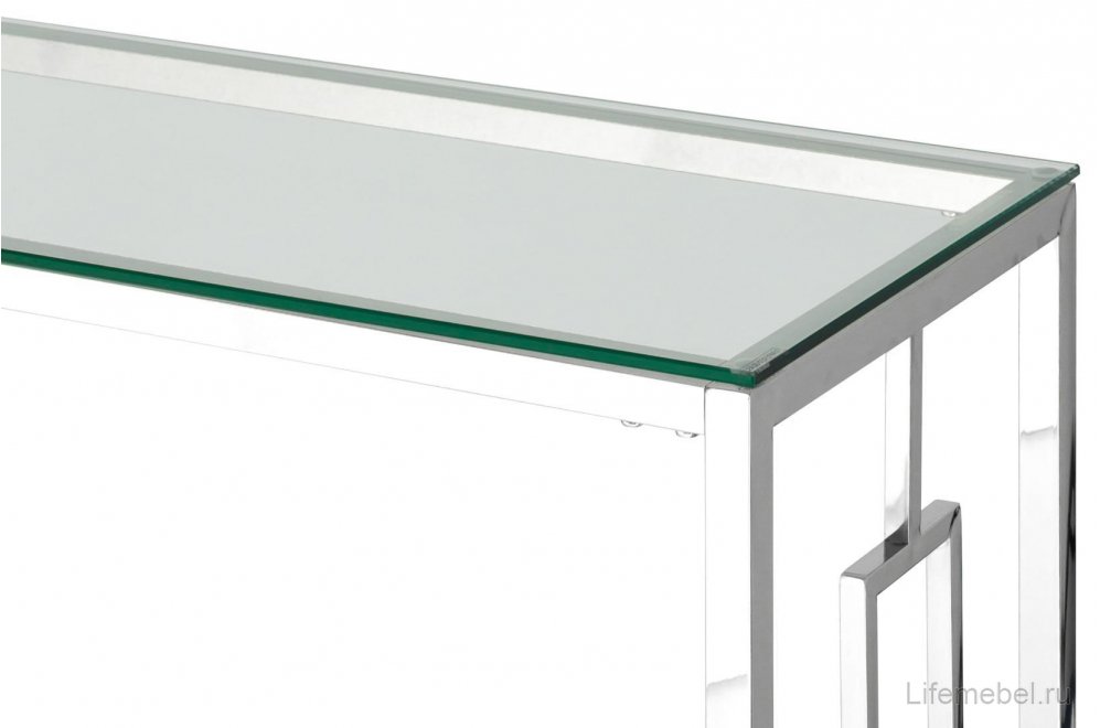 Консоль Детройт 120 прозрачное стекло / сталь серебро