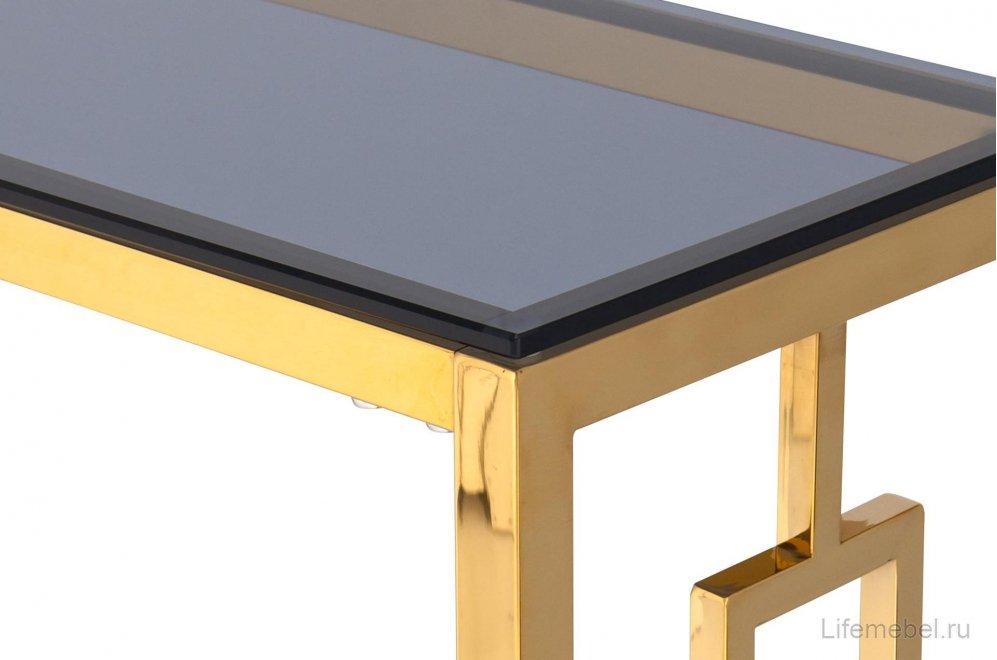 Консоль Детройт стекло smoke / сталь золото