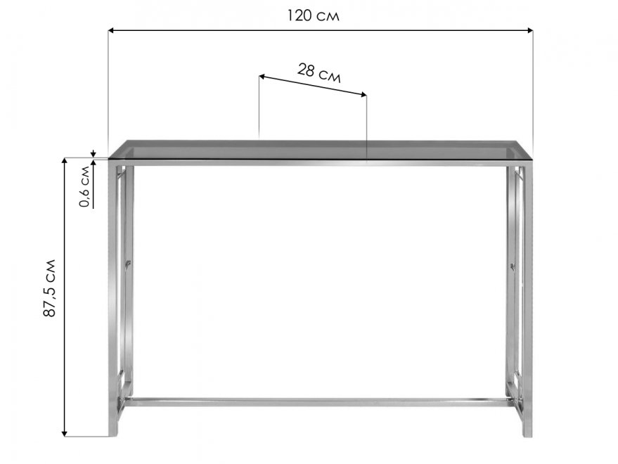 Консольный столик Akur Loft London 1200 белый / прозрачное стекло