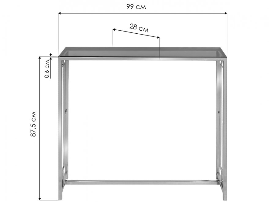 Консольный столик Akur Loft London белый / прозрачное стекло
