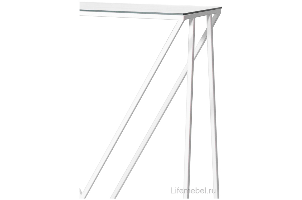 Консольный столик Akur Loft Madrid 1200 белый / прозрачное стекло