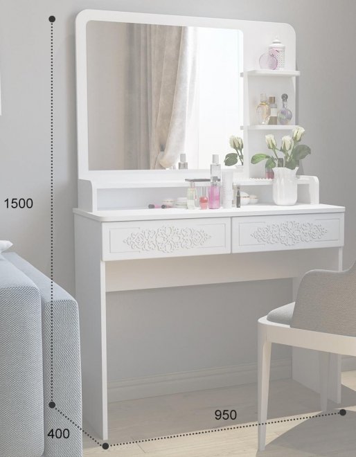 Туалетный столик Ассоль Лайт ТСН-3 белое дерево