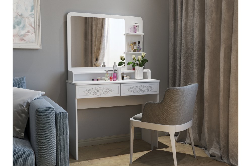 Туалетный столик Ассоль Лайт ТСН-3 белое дерево