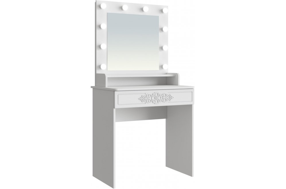Туалетный столик Ассоль Лайт ТСН-4 белое дерево с зеркалом