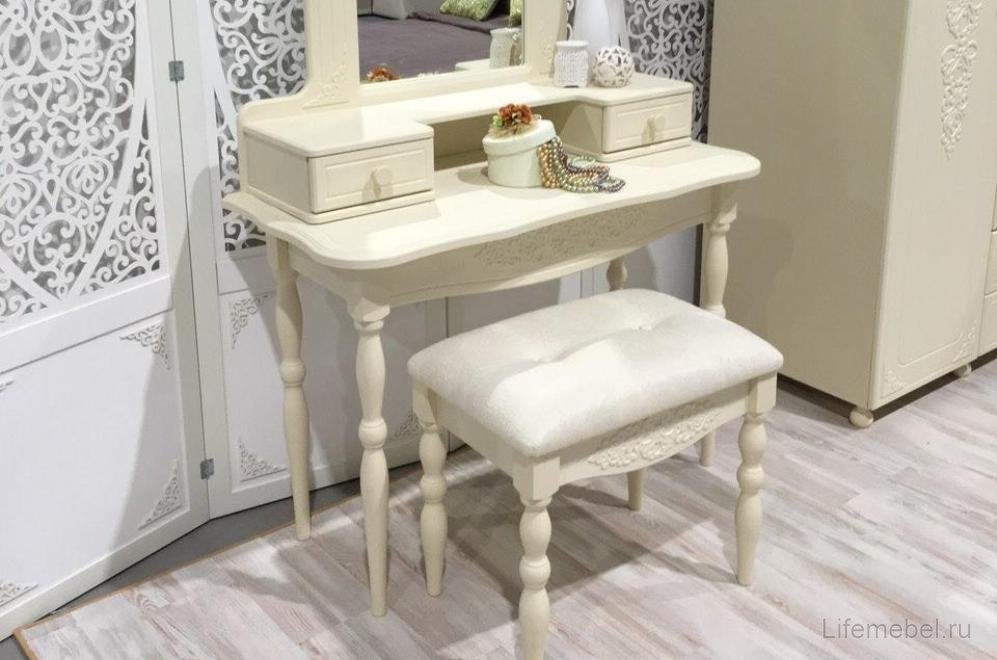 Туалетный столик Ассоль плюс АС-3638 ваниль с зеркалом