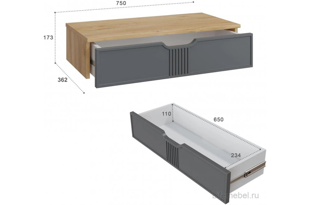Туалетный столик ЭЛ-22 ЭЛ-24 дуб крафт золотой / графит