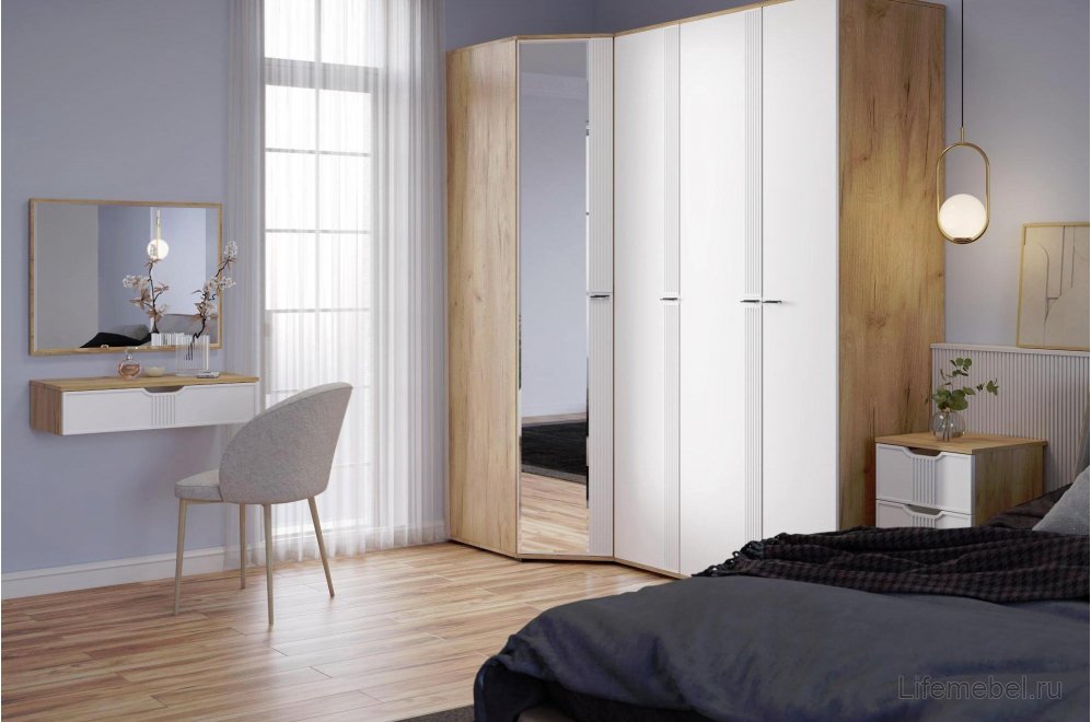 Туалетный столик Эмилия дуб крафт золотой / меренга комплектация 1