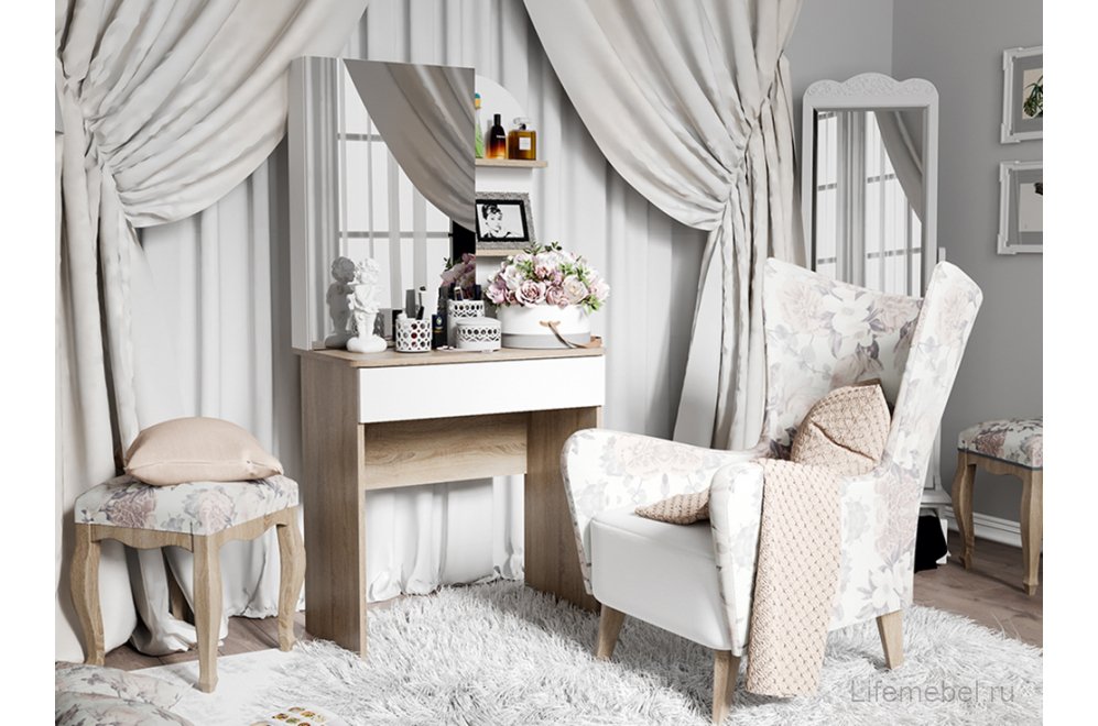 Туалетный столик Майя дуб сонома / белый ясень