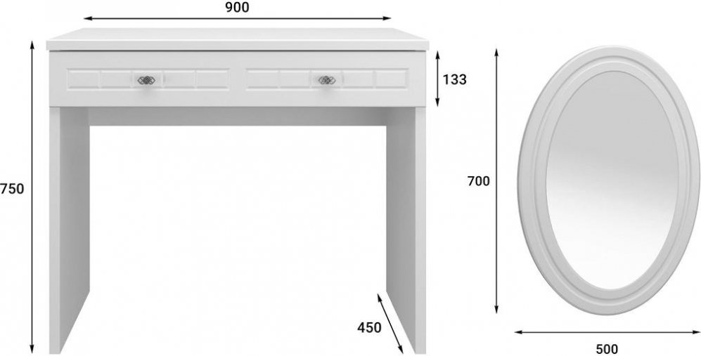 Туалетный столик Монблан МБ-7343 белое дерево