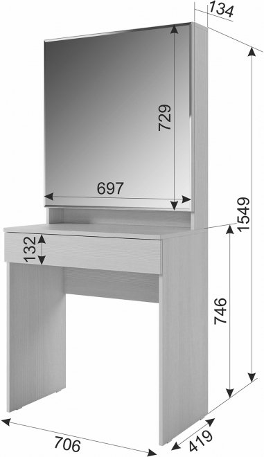 Туалетный столик Аурика белый рамух