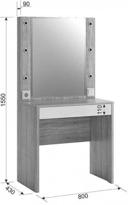 Туалетный столик / Трюмо Зара SMZ-03.1623 дуб сонома / белый