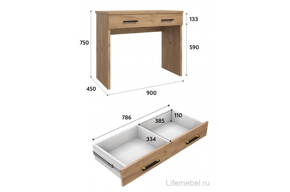 Туалетный столик Виктория ВИ-1851 дуб крафт золотой
