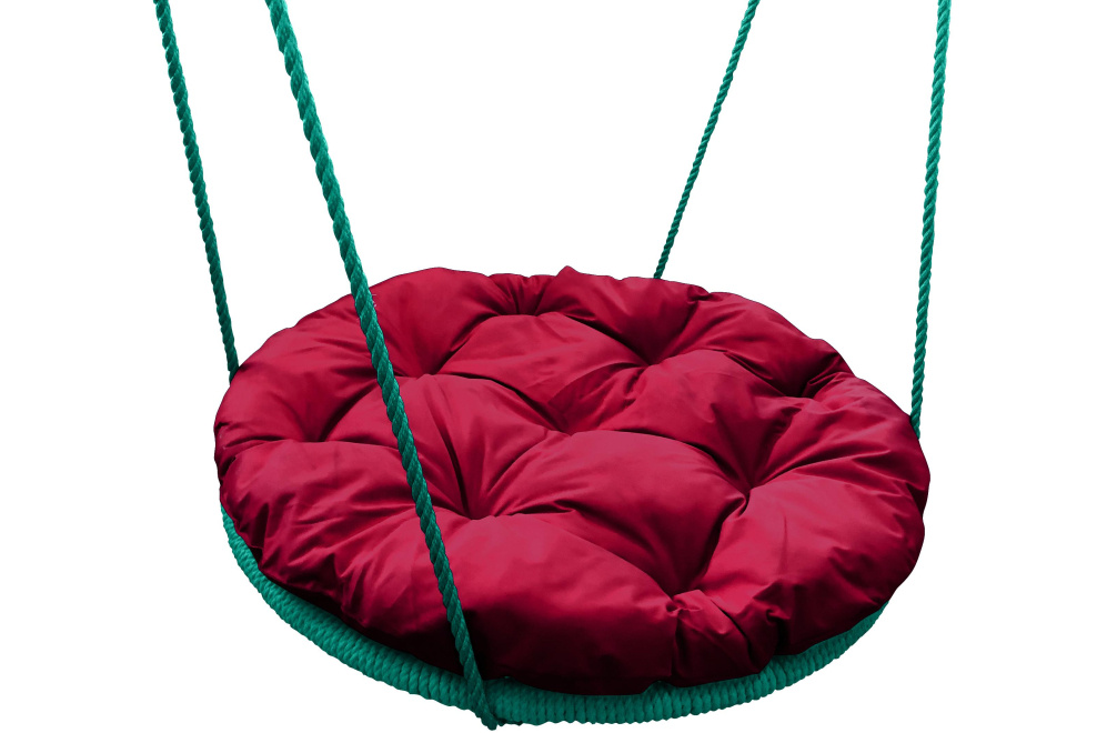 Качели Гнездо бордовая подушка / мятная оплётка с подушкой 0,6 м с оплёткой