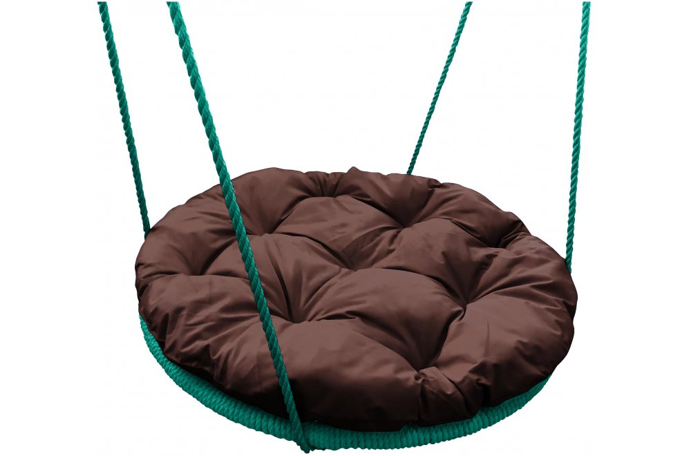 Качели Гнездо коричневая подушка / мятная оплётка с подушкой 0,8 м с оплёткой