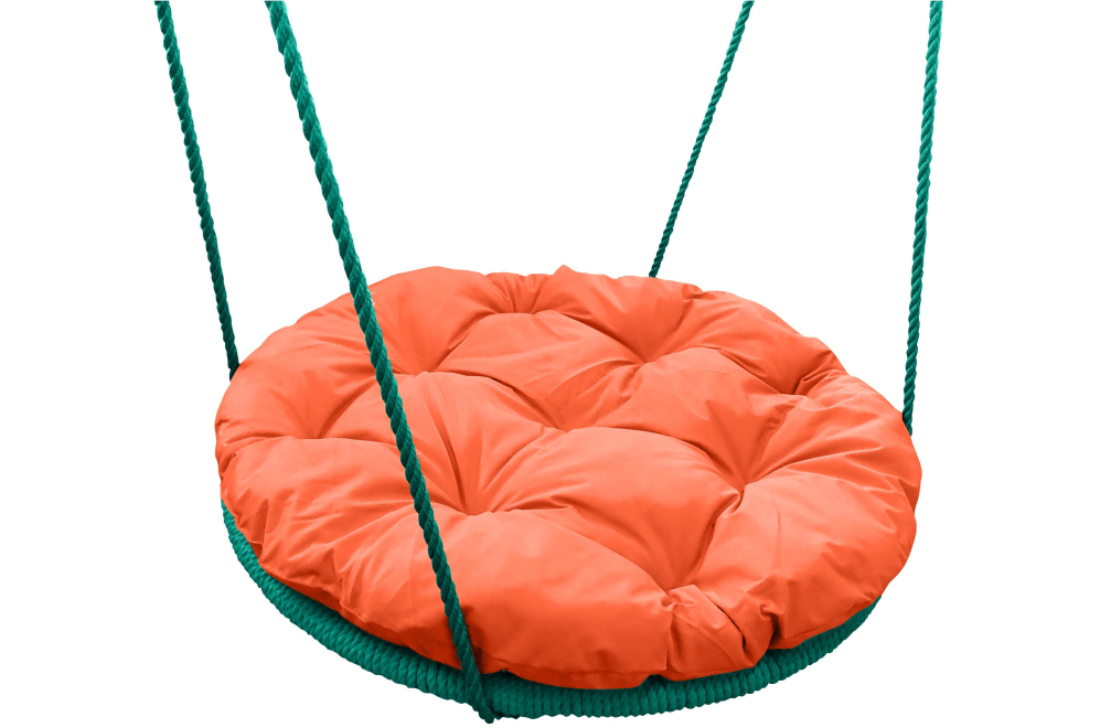 Качели Гнездо оранжевая подушка / мятная оплётка с подушкой 0,8 м с оплёткой