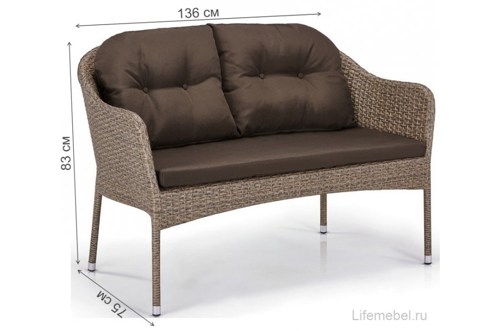 Комплект для отдыха из ротанга T198B/S54B-W56 light brown