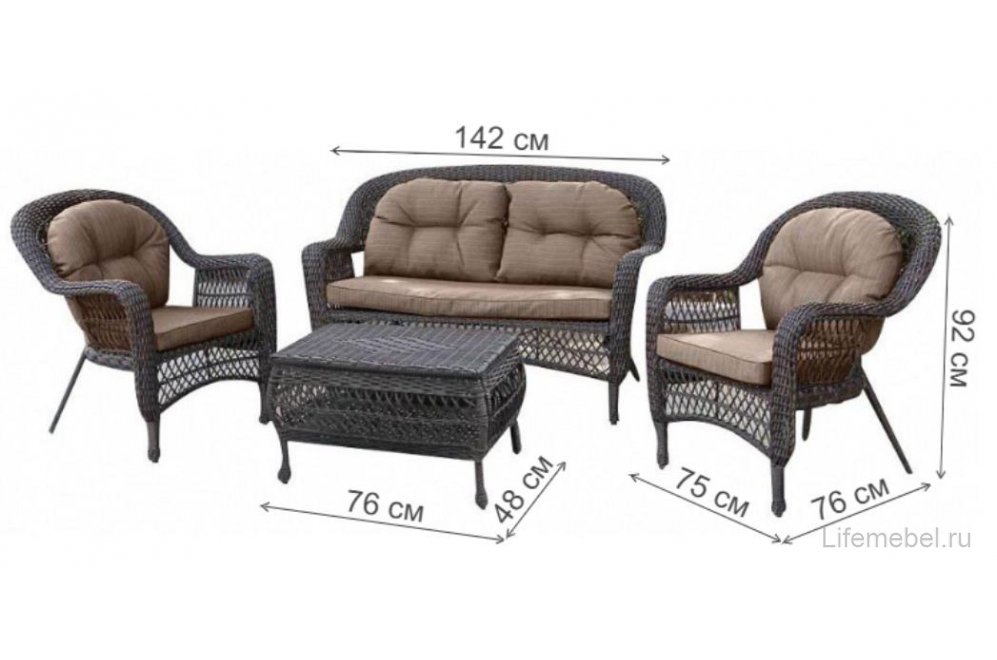Комплект для отдыха из ротанга LV520BB brown / beige