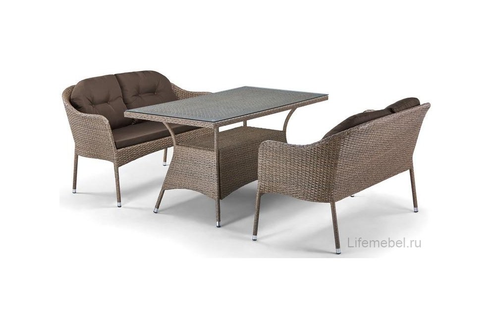 Плетеный диван S54B-W56 Light brown