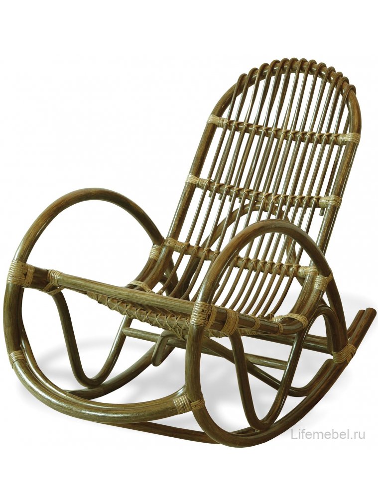 Кресло-качалка из ротанга Calamus Rotan 05/04 с подушкой олива