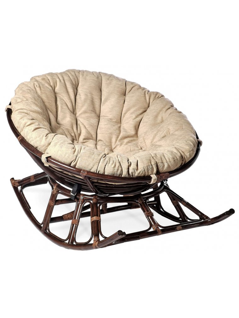 Кресло-качалка Папасан Харли D100 коньячное /  бежевое