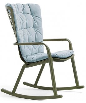Кресло-качалка пластиковое с подушкой Folio агава / голубой