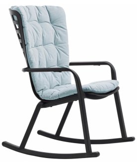 Кресло-качалка пластиковое с подушкой Folio антрацит / голубой