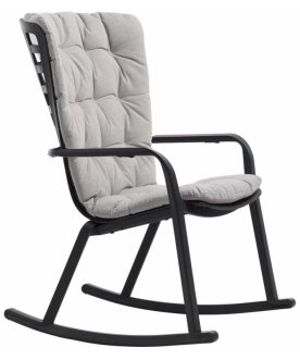 Кресло-качалка пластиковое с подушкой Folio антрацит / серый