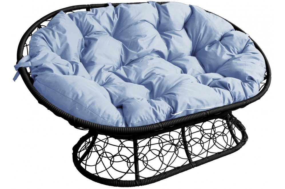 Диван из ротанга Мамасан чёрный / серая подушка