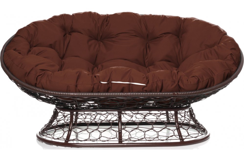 Диван из ротанга Мамасан коричневый / коричневая подушка