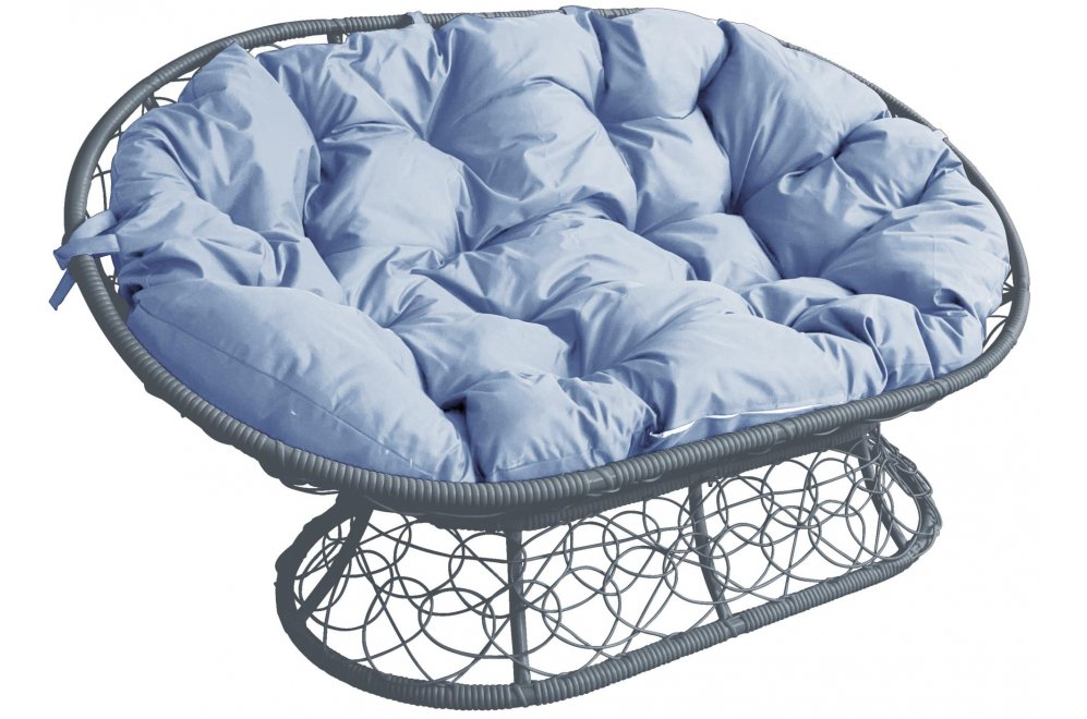 Диван из ротанга Мамасан серый / серая подушка