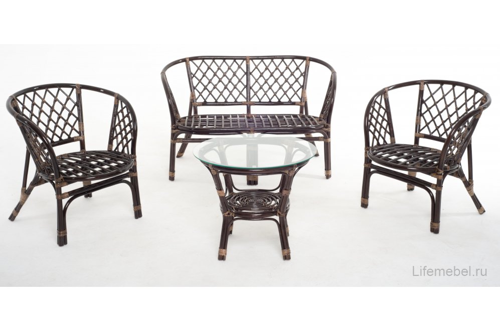 Комплект для отдыха из ротанга Багамы 01/16 темный коньяк