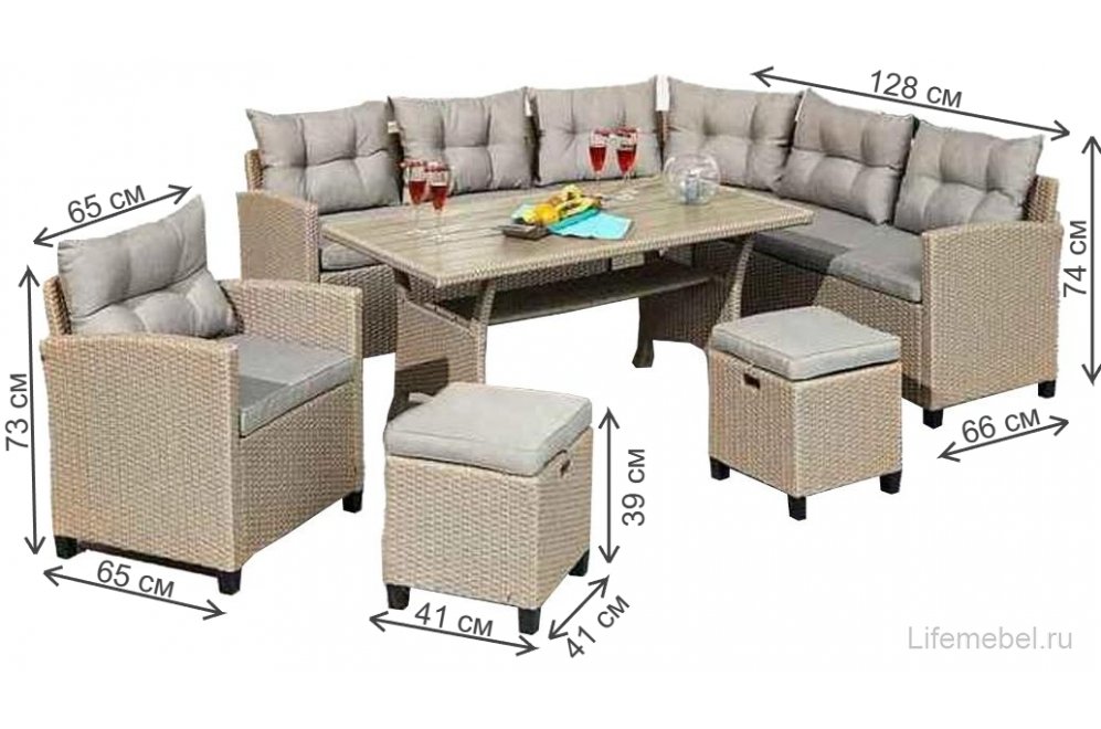Комплект для отдыха из ротанга AFM-373B бежевый