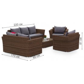 Комплект для отдыха из ротанга Пакора Дабл