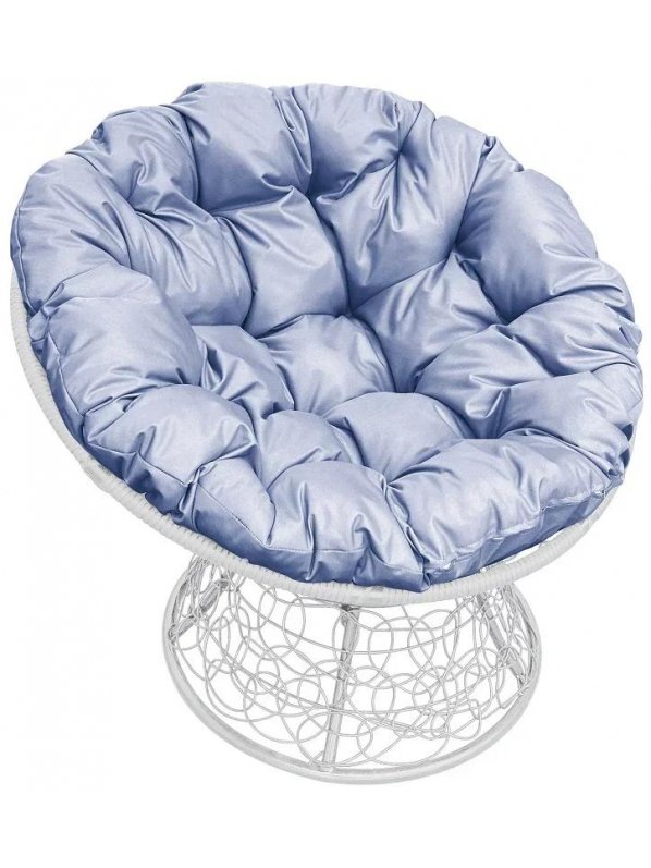 Кресло из ротанга Папасан белое / серая подушка