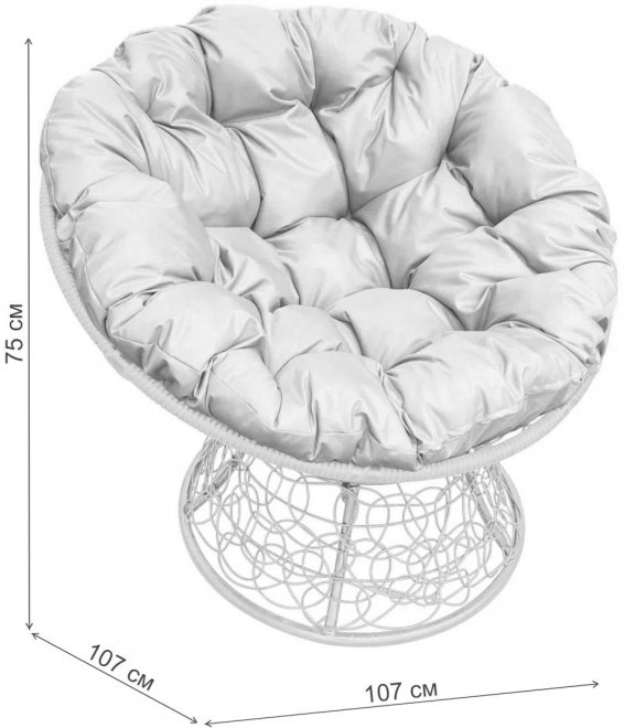 Кресло из ротанга Папасан чёрное / бордовая подушка