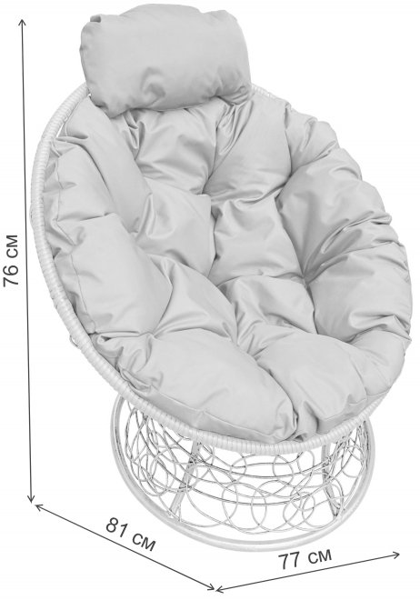 Кресло из ротанга Папасан мини коричневое / коричневая подушка