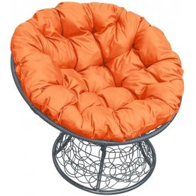 Кресло из ротанга Папасан Р110Н серый / оранжевый