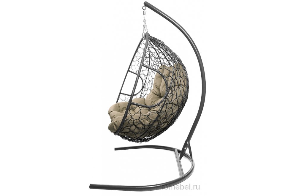 Подвесное кресло Для двоих серый / бежевая подушка