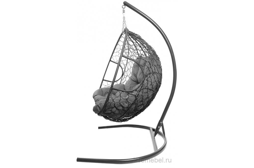 Подвесное кресло Для двоих серый / серая подушка