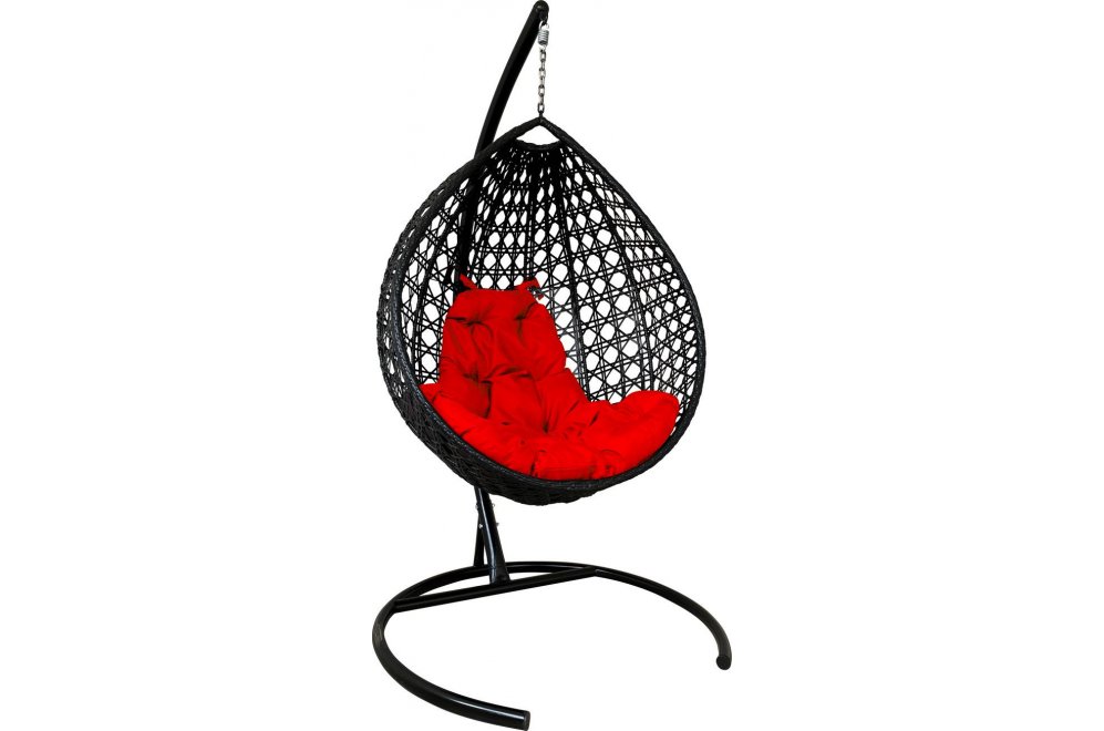 Подвесное кресло Капля Люкс чёрное / красная подушка