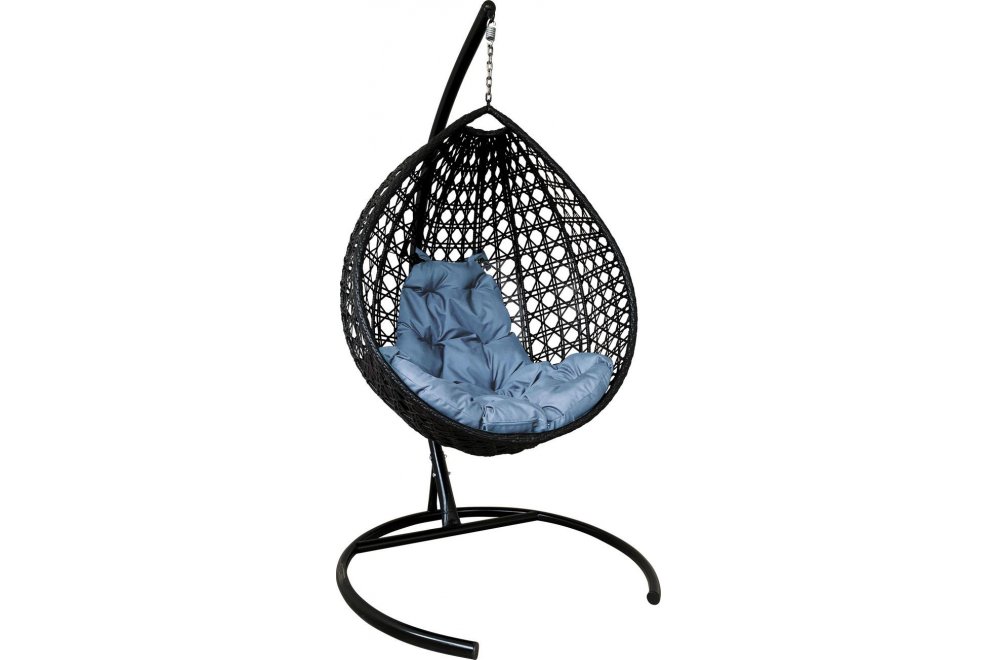 Подвесное кресло Капля Люкс чёрное / серая подушка